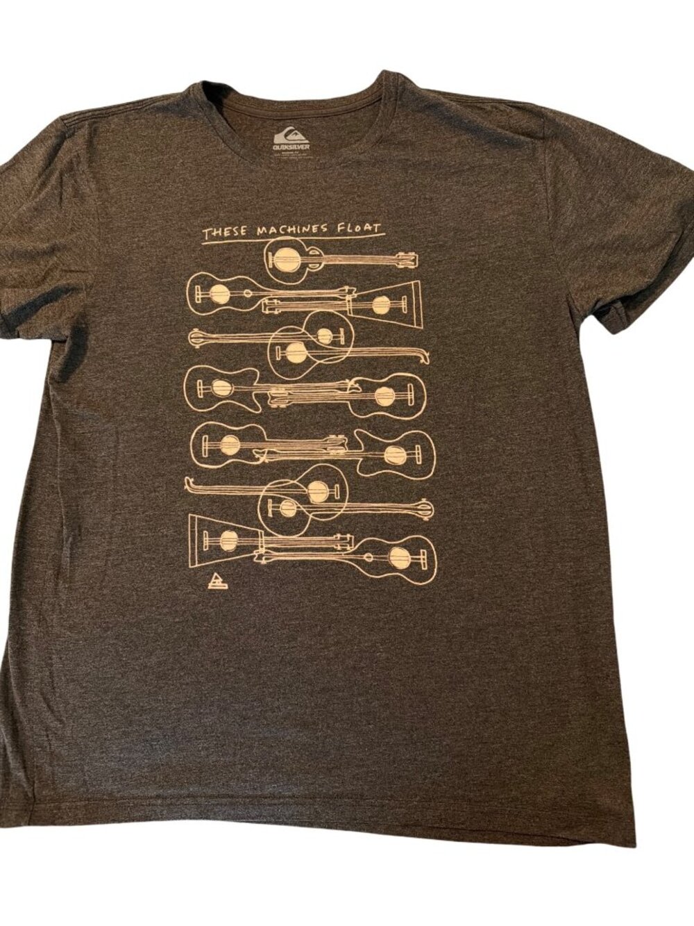 Quiksilver Modern Fit Graphic T Shirt These Machines Float Dark Gray Music Sz L